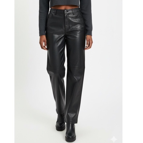 Abercrombie & Fitch Pants - Abercrombie & Fitch Black 90s Relaxed High-Rise‎ Curvy Love Faux Leather Pant 18